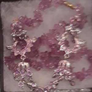 New Genuine Purple Amethyst  Gemstones Necklace.